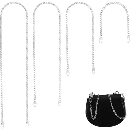 4 Stück Taschenkette, Taschenkette Silber, Metall Schulterriemen für Taschen, als Hosenkette Wallet Chain Kette für Tasche, Kettenriemen Schultergurt für Umhängetasche Handtasche 120/100/60/40cm