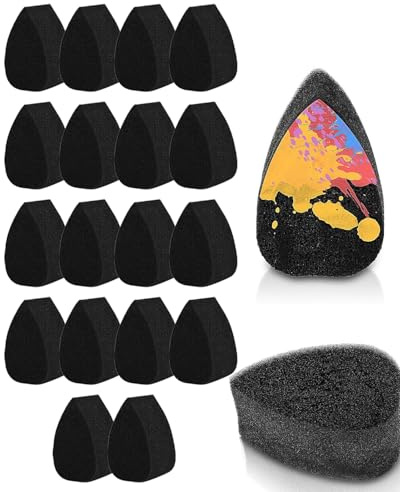 JUKOTA 20 pezzi Spugne Pittura Viso, Nero Goccia D'acqua, Spugne D'arte Per Bambini E Adulti Opere D'Arte E Colori Corpi