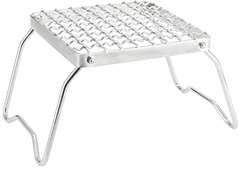 Camping Grills With Foldable Legs Stainless Grate Stove Campfire Stand Portable Grid For Backpacking For Cooking Folding Grill Heavy Duty Cooking Over Pit Outdoor Wood Grill