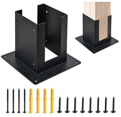 4x4 Post Base, Post Anchors (Inner Size 4x4), Deck Post Brackets Support Deck Base Mailbox Mount Post Anchor Outdoor for Support Deck Base Plate Pergola Brackets Fence Kit (1 PCS)
