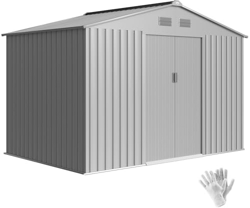 Outsunny Caseta de Jardín Exterior 4,9 m² 277x195x192 cm Gris