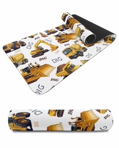 Construction Truck Heat Table Runner Long, Cartoon Grips and Bulldozers Stirrup Car Table Countertop Protector Waterproof Non-Slip Decorative Heat Proof Place Mat for Kitchen Dining Room 48x12
