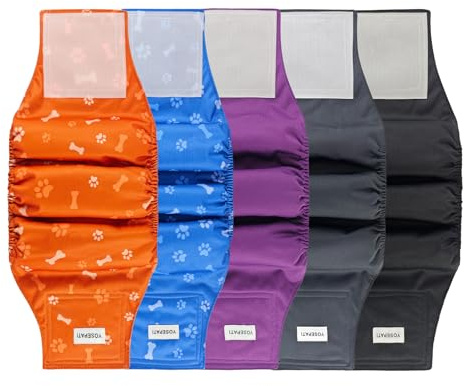 YOSEPATI Pañales Lavables para Perros machos Paquete de 5 Reutilizables(XS)