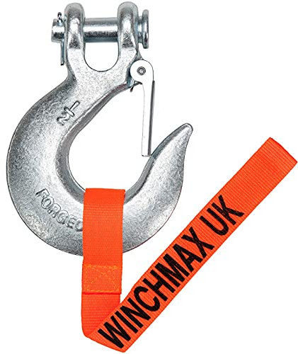 WINCHMAX Winch Hook. 1/2 Inch Grade 70 Drop Forged Clevis Hook. Zinc Plated. Minimum Breaking Force 40,0006lb / 18,143kg. Suitable for Winches up to 20,000lb / 9.071kg