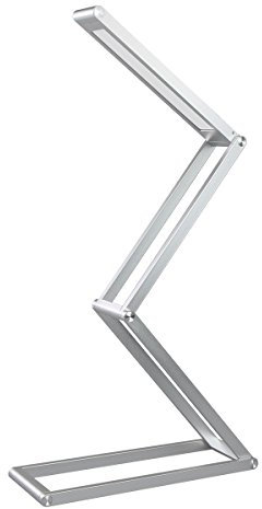 ELZO Lámpara de Mesa Portátil de Aluminio, Lámpara LED Escritorio USB Recargable con 3 Niveles de Brillo y Múltiples Ángulos Ajustables, Lámpara de Lectura Cuidado de Ojos, Plata
