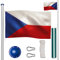 tectake® Mástil Bandera Altura Ajustable, Mástil Aluminio Altura Máx 6,25 m, Asta Bandera con Casquillo para Suelo, Mástil Bandera Exterior con Cuerda de Izado, Montaje Rápido, Incl. Bandera Chequia