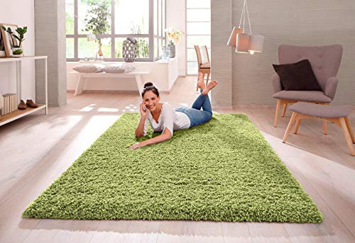 SHAGGY RUG Modern Rugs Living Room Extra Large Small Rectangular Size Soft Touch 30MM / 3cm Thick Pile Living Room Area Rugs Non Shedding (Green, 60cm x 110cm (2ft x 3.6ft))