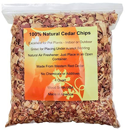 100% Natural Cedar Shavings | Mulch | Great for Outdoors or Indoor Potted Plants | Dog Bedding (4 Quart)