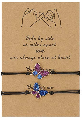 Xinzistar 2 Stück Freundschaftsarmbänder Armband Freundschaft Langstrecken Versprechen Matching Armbande für Damen Herren Paare Beste Freunde Mutter Tochter (Schmetterling)