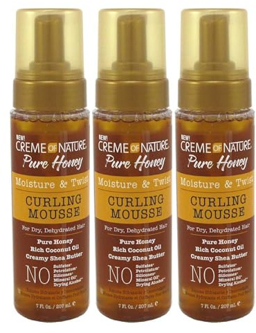 Creme Of Nature Pure Honey Curling Mousse 7 Ounce Pump (Pack of 3)