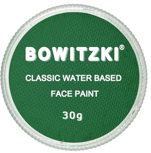 Bowitzki 30g Professional Face Paint Body Paint Water Based Face painting Makeup Safe for Adults Split Cake Single Color Halloween Christmas (Christmas Green)