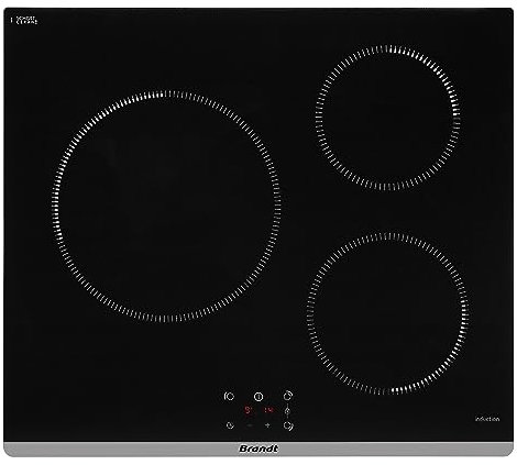 Brandt - BPI6362B - Plaque Induction - Table de Cuisson Encastrable - Noir - 3 Foyers - 5900W - Dimensions Encastrement : 56x49cm - Précision et Performances - Fabriqué en France