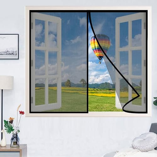 Magnetische Fliegen- und Insektenschutztür, 65 x 190 cm, Anti-Mücken-Magnetvorhang, Klebemontage, für Türen, Fenster, Balkon, Wohnzimmer, Schwarz