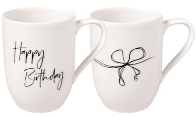 Villeroy & Boch – Statement Mug Set Happy Birthday 2 pcs, 280 ml, Premium Porcelain, White