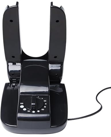 Secador de zapatos eléctrico, desodorizante y esterilizante, temporizador y retráctil, calentador de zapatos portátil, adecuado para todo tipo de zapatos, calcetines, botas (negro)