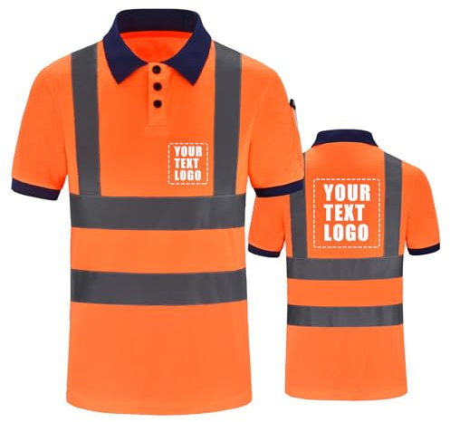 Warnschutz Polo T-Shirt Warnschutzshirt Warnshirt Orange Warnschutz Arbeitskleidung Logo 3XL 4XL