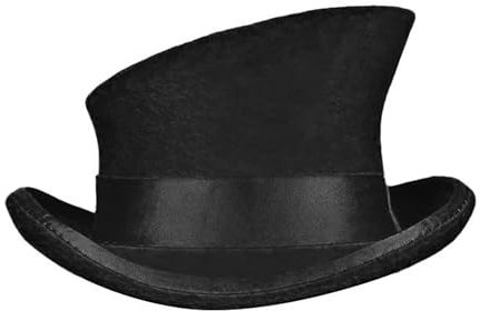 Wollfilz-Zylinder für Damen und Herren – Unisex, asymmetrischer Melonenhut, Kopfschmuck, Karneval, Halloween, Kostüm, Cocktail, Magier, Herren, Jazzmütze, Rockhut, Zauberhut (Einheitsgröße, schwarz)