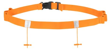 PATIKIL Porta Dorsal para Triatlón Cinturón Elástico para Número de Carrera de Maratón con 6 Presillas para Geles para Carreras de Maratón y Ciclismo Naranja