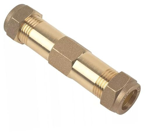 Bag of 2-22mm Brass Compression Repair Coupling (Known as 22mm Pipe Fittings/Compression Repair Coupling/Plumbing Compression Fittings/Repair/Coupling Also Available in 15mm)