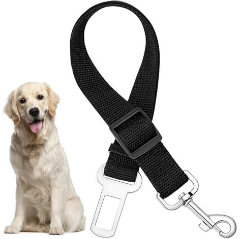 1 Stück Verstellbarer Hunde Sicherheitsgurt fürs Auto, Nylonleine mit Haken, Höchste Sicherheit für alle Hunderassen und Katzen, Kompatibel mit Allen Autotypen