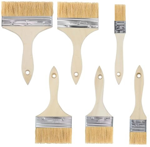 NVGVUP 6 Pcs Pinceau Plat, Lot de Pinceaux Peinture,Pinceau Nettoyage, Pinceau à Lasure, Pinceau à Vernis en Bois, Jeu de Pinceaux pour Vernis, Lasures, Huiles, Peintures Murales