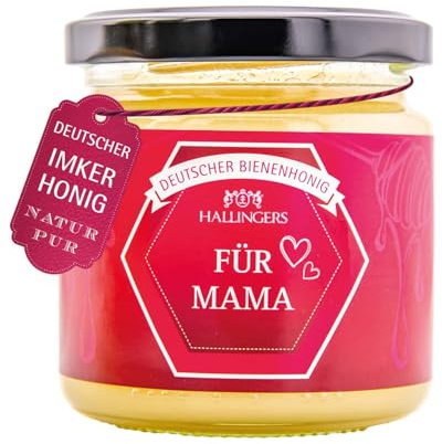 Hallingers Genuss Manufaktur Zum Muttertag für Mama Deutscher Bienenhonig direkt vom Imker, fix & fertig als Geschenk