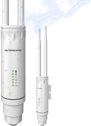 WONLINK Punto de Acceso Inalámbrico para Exteriores, Amplificador Señal WiFi Exterior AC 1200mbps Doble Banda 5G/2.4GHz IP66 Impermeable con Puerto de Ethernet, POE, MU-MIMO,Ideal para Wi-Fi de jardín