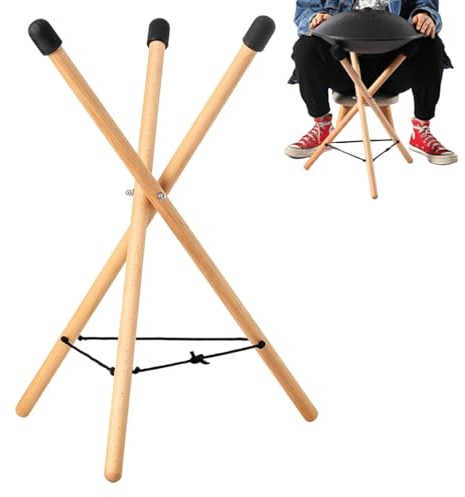 Soporte De Handpan Trípode, Soporte De Tambor De Lengua De Acero De Madera, Soporte Portátil De Trampas, Soporte De Trampa De Madera Maciza Ajustable, Soporte De Tambor Sin Deslizamiento, Instrumento