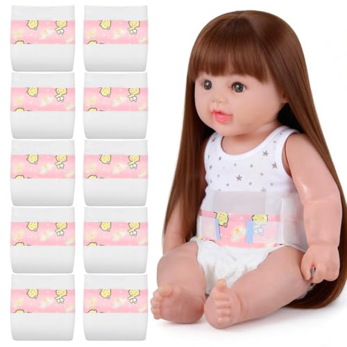 Abaodam 10 Pièces de Couche de poupée Petit Filles Enfants Accessoires Notre Couches pour poupées Décorations pour poupées vêtements de bébé Reborn Couches de poupée Plastique