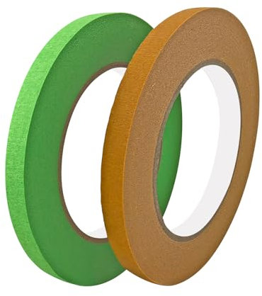 Ctyjia Lot de 2 Rouleaux de Ruban de Masquage, 10 mm x 50 m Ruban Décorateurs, Ruban de Peinture pour Peinture, Artisanat et Bricolage, Vert Clair et Brun