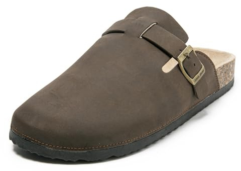 JOMIX Ciabatte Uomo Sabot con Fibbia Pantofole Uomo Plantare in Sughero Ergonomico Suola Antiscivolo Mule Zoccoli Uomo Casual Comode per Casa e Passeggio MCT250739 Marrone 42