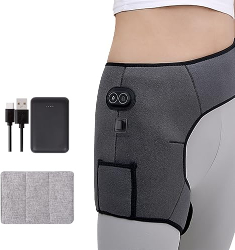 Cinturón calefactable vibratorio para cadera, con batería externa de 5000 mAh, tejido de neopreno SBR, tamaño universal, moxibustión y terapia de calor, para aliviar el dolor de cadera y ciática.