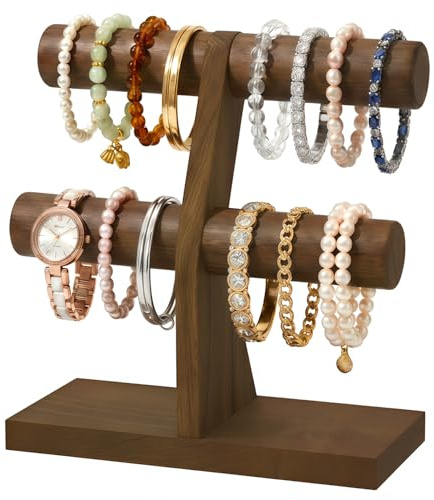 MODOWEY Bracelet Stand Holder Bangle Display for Selling, 2 Tiers Brown