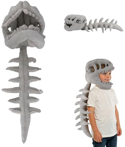Mikovivi Disfraz Esqueleto Dinosaurio para Niños, Diseño Esqueleto 3D Realista Disfraz Dinosaurio Peluche para Halloween y Accesorios Cosplay Temáticos