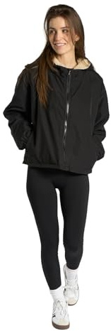 OHS Rain Jacket Women, Adult Outdoor Jacket Gifts for Women Jacket Fleece Lining Drying Robes with Hood & Pockets Cropped Coat for Hiking Walking Camping - S/M, L/XL