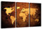 Visario Leinwandbilder 1162 Bild auf Leinwand Weltkarte, 160 x 90 cm, 3 Teile