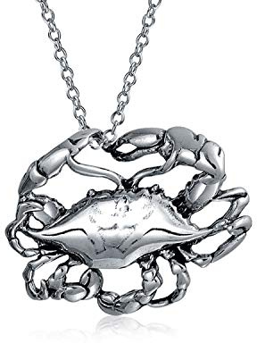 Bling Jewelry Pendentif Signe Du Zodiaque Du Crabe Nautique Cancer Collier Hommes Femmes Argent Antique .925 Astrologie Horoscope