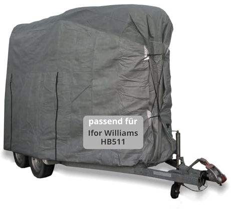 Bil-e-Cover hästsläp skydd storlek L för XXL tvåhästshängare | extra robust 4-lagers fleece skyddskåpa grå | vattentät och UV-beständig lämplig för Ifor Williams for Williams HB511