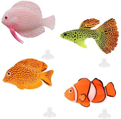 Numama Künstliche Fische für Aquarien, Dekoration für Aquarien, bunt, Dekoration, Landschafts-Ornamente, schwimmend, 4-teiliges Set