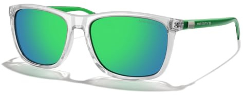 MERRY'S Square Polarized Sunglasses for Men Women Aluminum Temples S8286