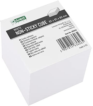 D.RECT Zettelklotz Notizklotz Ersatzpapier (für Zettelbox) | 85x85x80mm circa 750 blatt | Weiß