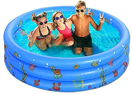Planschbecken, Kinderpool Babypool 130x40cm Kinder Aufstellpool Aufblasbarem Baby Pool Rund Schwimmbecken Kinder Schwimmbad mit Aufblasbarem Sicherheits-Boden mit Kostenlose Luftpumpe