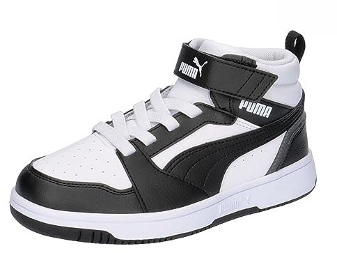PUMA Rebound V6 MID AC+ PS Sneaker, White Black-Shadow Gray, 31 EU