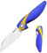Harnds Parrot Klappmesser,Camping messer mit 91mm Sandvik 14C28N Klinge und messerkantenverschluss und Rutschfester G10-Griff, Klapp-Taschenmesser mit Clip für Outdoor Selbstschutz (Blau mit Gelb)