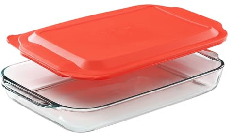 Pyrex Basics Glas-Backform mit Kunststoffdeckel, Auflaufform, Lebensmittelbehälter, ofen-, gefrier- und mikrowellengeeignet, transparenter Behälter