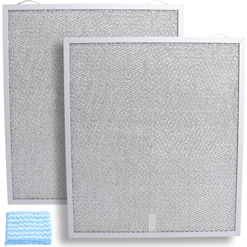 S99010430-002 Range Hood Filter 15-3/4 x 13-7/8 x 3/8, 2 Pack Aluminum Mesh Grease Range Hood Filter Compatible with Broan Nutone Kitchen Exhaust Fan Filters 4512880 99010430-002