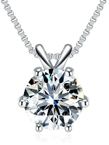 HOMIGIFTY 0.5-2 Karat Halskette Damen Silber 925 mit Anhänger Kette Damen Silber Glitzersteine Halsreif Mama Geschenk für Frauen Schwester Geschenk Hochzeitstag Jahrestag für Sie Freundin (0.5 Karat)