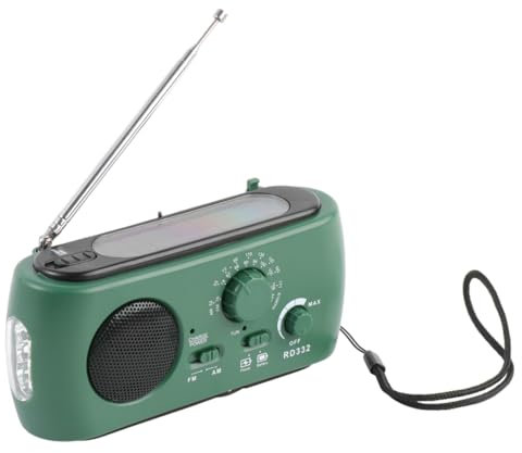 UKCOCO Radio Manivela de Emergencia Portátil: Am FM Radio Portatil Pequeña Recargable - Lámpara Lectura, Linterna, SOS para Camping y Supervivencia