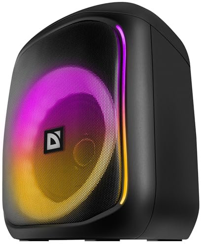 Defender® Bluetooth Lautsprecher mit LED Licht, Musikbox Groß Tragbarer Bluetooth Box 50W, Built-in FM Radio, Equalizer, MP3, SD, Stereo-Pairing, Perfekt für Zuhause und Draußen, Schwarz