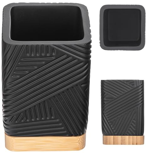 KADAX Gobelet à brosse à dents pour salle de bain, porte-brosse à dents et dentifrice, gobelet décoratif pour brosse à dents, tasse de salle de bain moderne (carré noir)